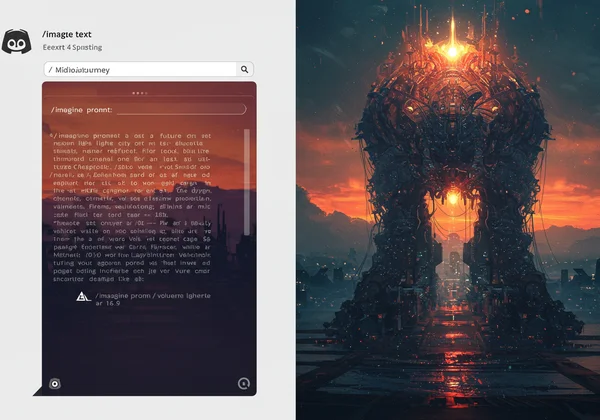 Abstract AI art from a complex text prompt on Discord.