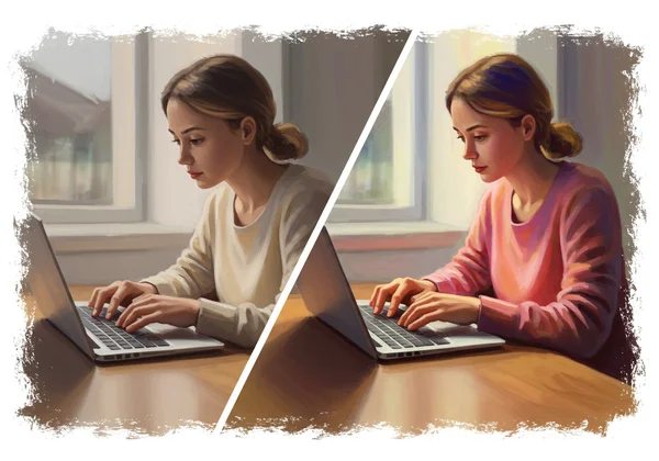 Photo turning into a vibrant AI painting with brushstroke effect