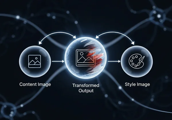 Diagram explaining neural style transfer technology