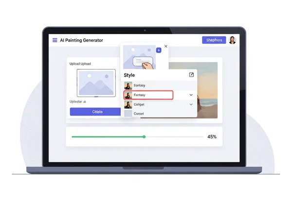 User interacting with AI painting generator