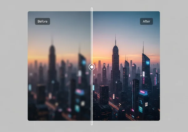 Before and after slider for AI art quality